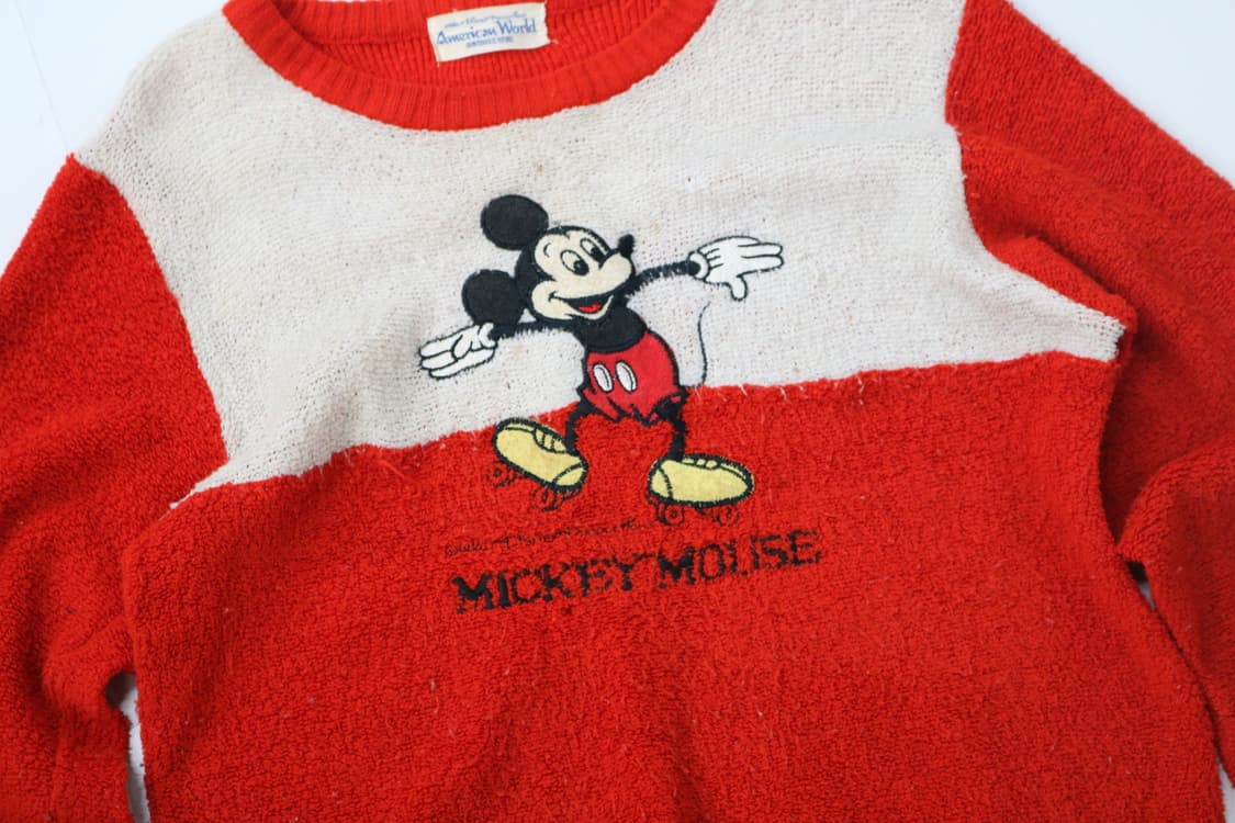  빈티지 미키 마우스 롤러스케이트 타월 니트 (L) 상품이미지3