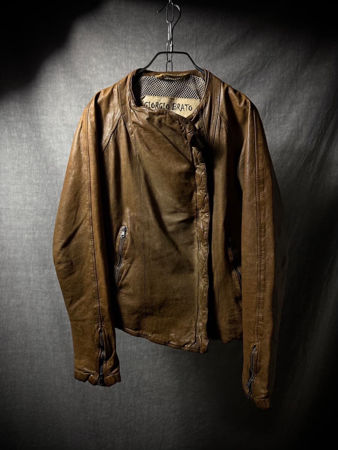 Giorgio Brato Asymmetric Leather Jacket 상품이미지1