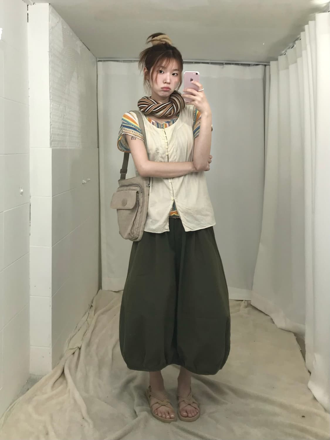 🍊 빈티지 오렌지 카키 히피 아메카지 코디 세트 상품이미지3