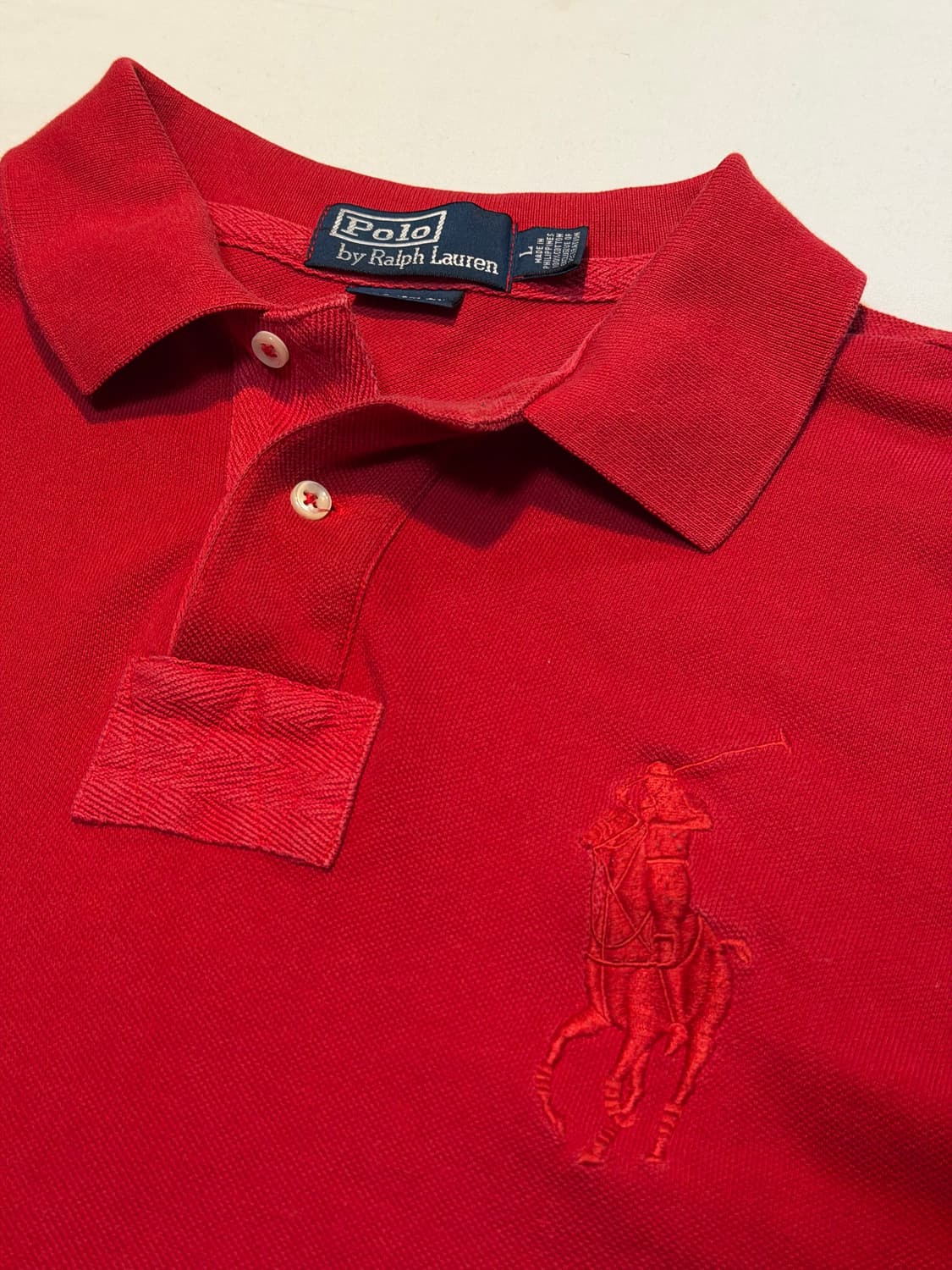 폴로 랄프로렌 빅포니 치프키프 롱슬리브 카라티 레드 상품이미지2