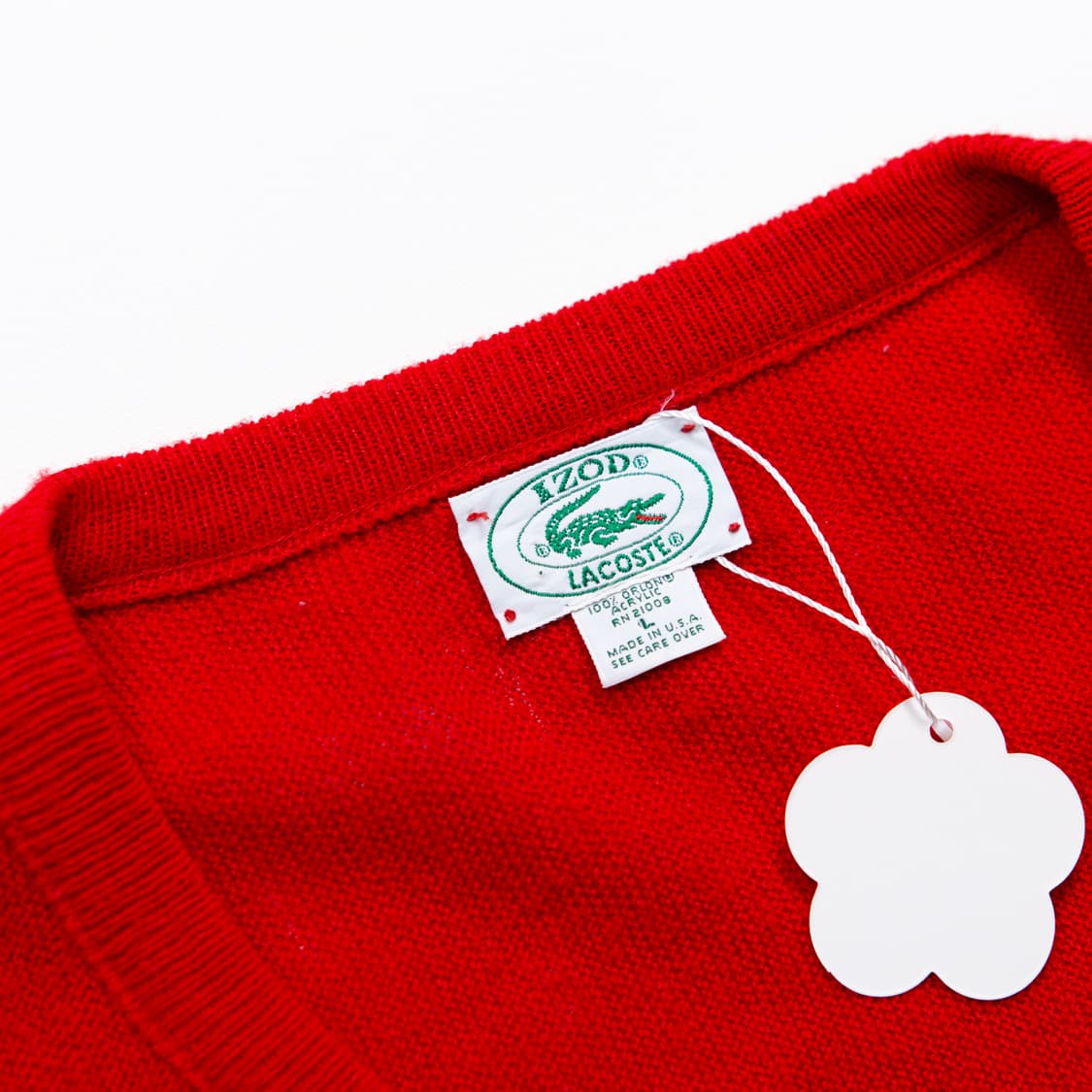 80s IZOD 라코스테 아크릴 브이넥 니트 레드 상품이미지3