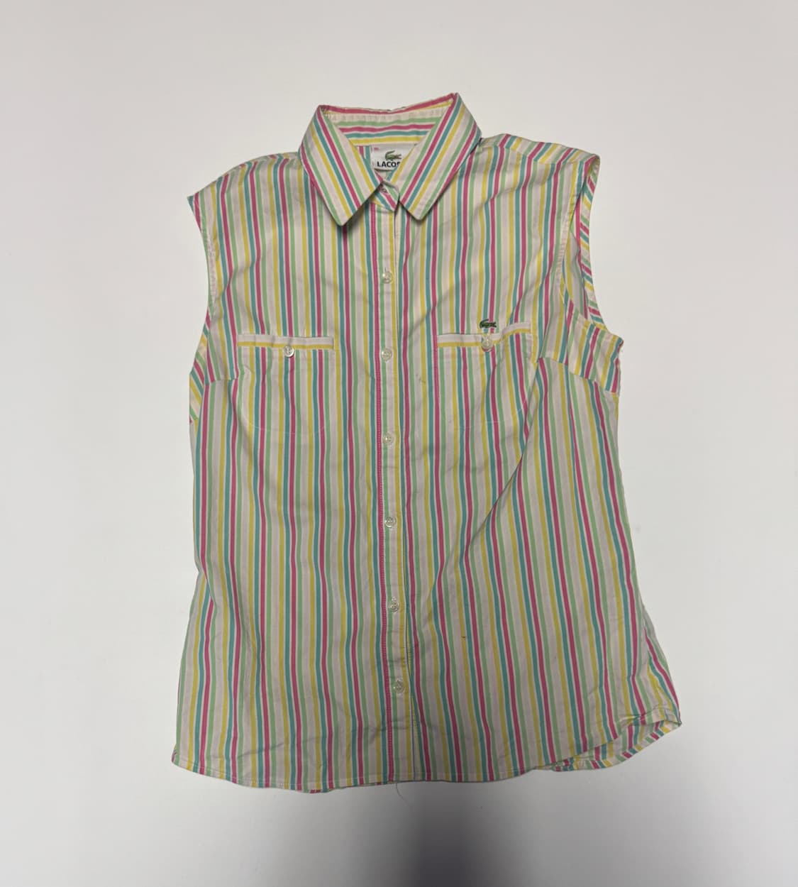 여성 라코스테 레트로 빈티지 스트라이프 나시 셔츠 상품이미지1