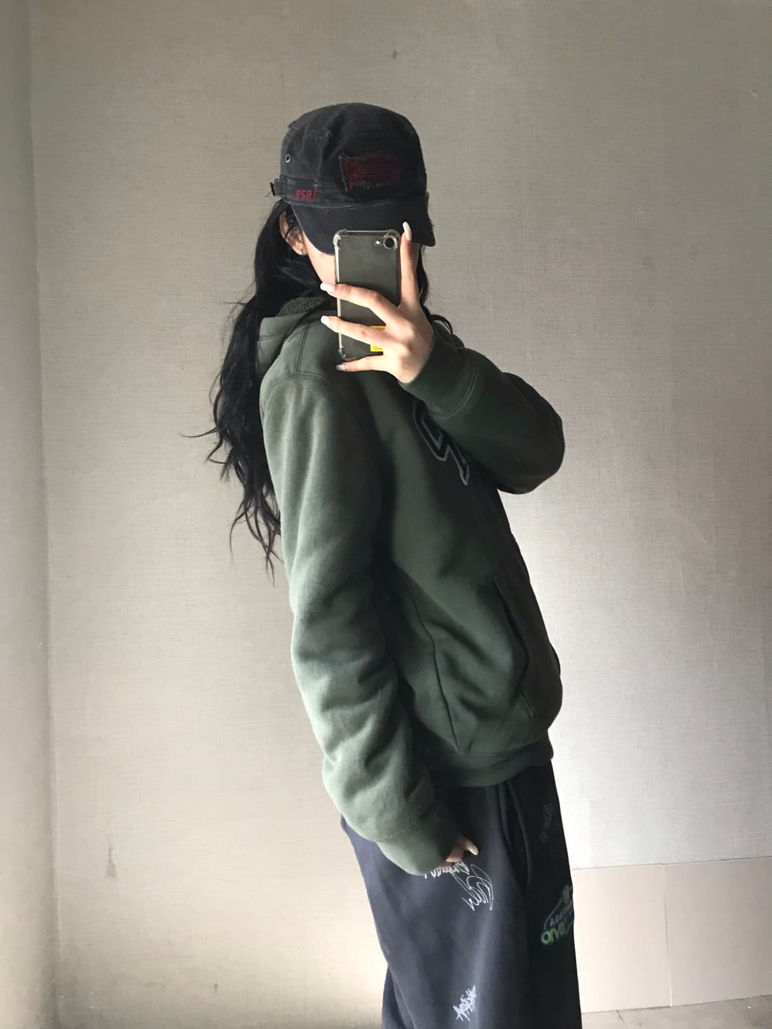 갭 카키 보아털 후드집업 상품이미지3