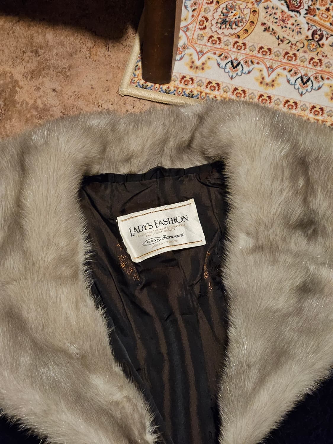 일본 빈티지 밍크 퍼카라 블랙 코트 🖤 상품이미지5