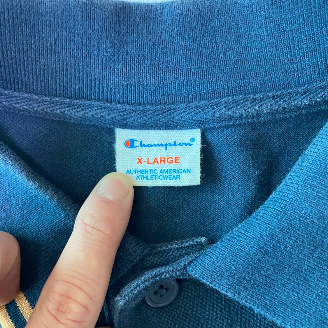 🏀 [Champion] 빈티지 네이비 & 골드 링거 피케 셔츠 상품이미지6