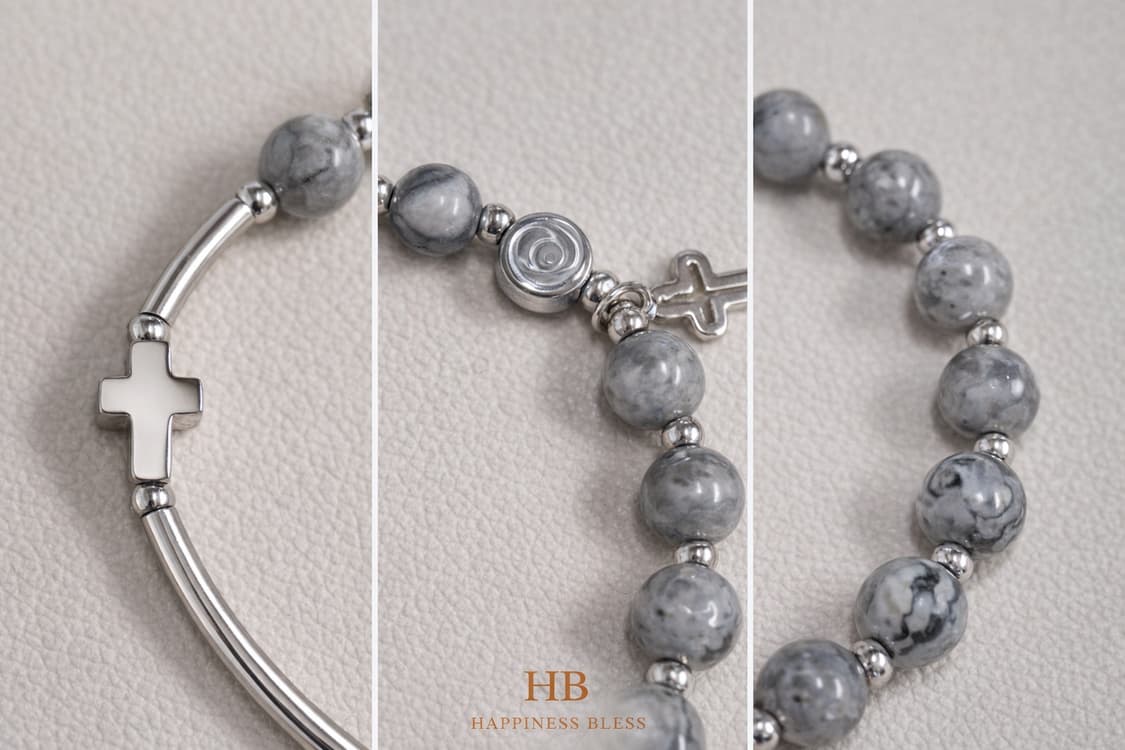 그레이 맵 제스퍼 묵주팔찌 상품이미지2