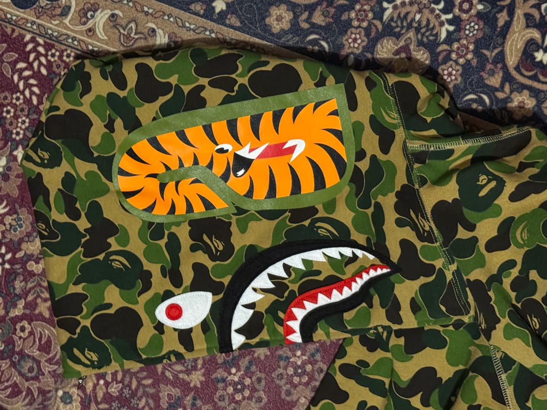 베이프 샤크 카모 후드집업 그린 L 상품이미지2