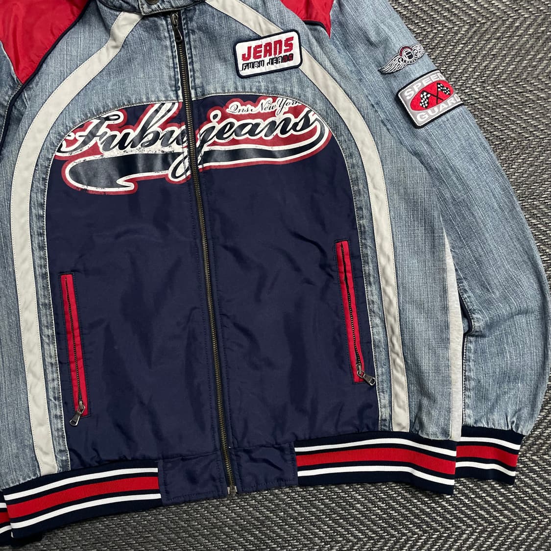 00s Fubu 후부 올드스쿨 데님 믹스업 레이싱 자켓y 5215 상품이미지3