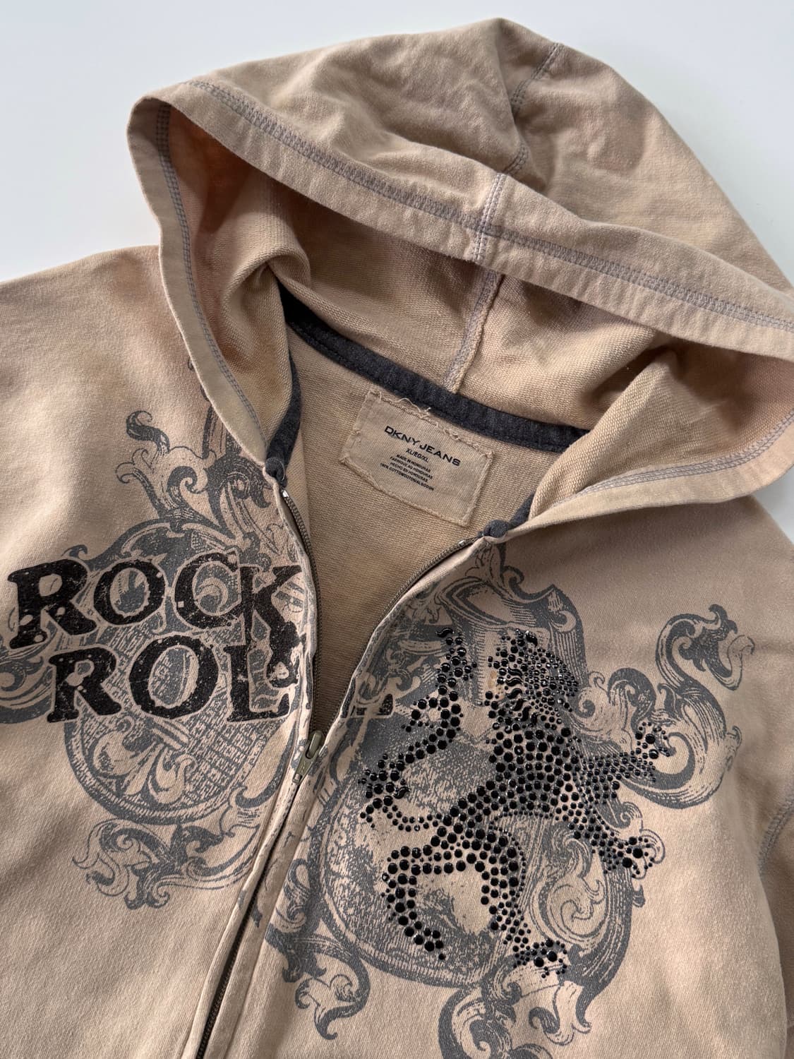 DKNY 00's 오버핏 빈티지 락앤롤 그런지 코튼 후드집업 상품이미지2
