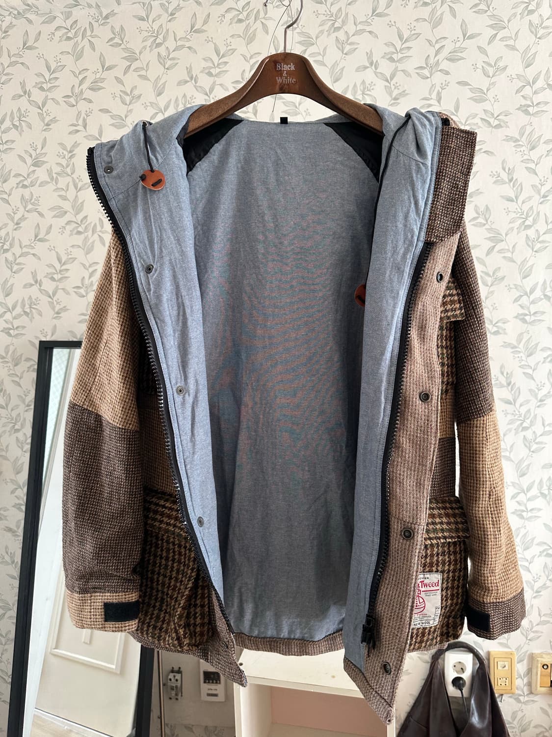 해리스트위드 패치워크 후드 자켓 XL(100-105) 상품이미지5