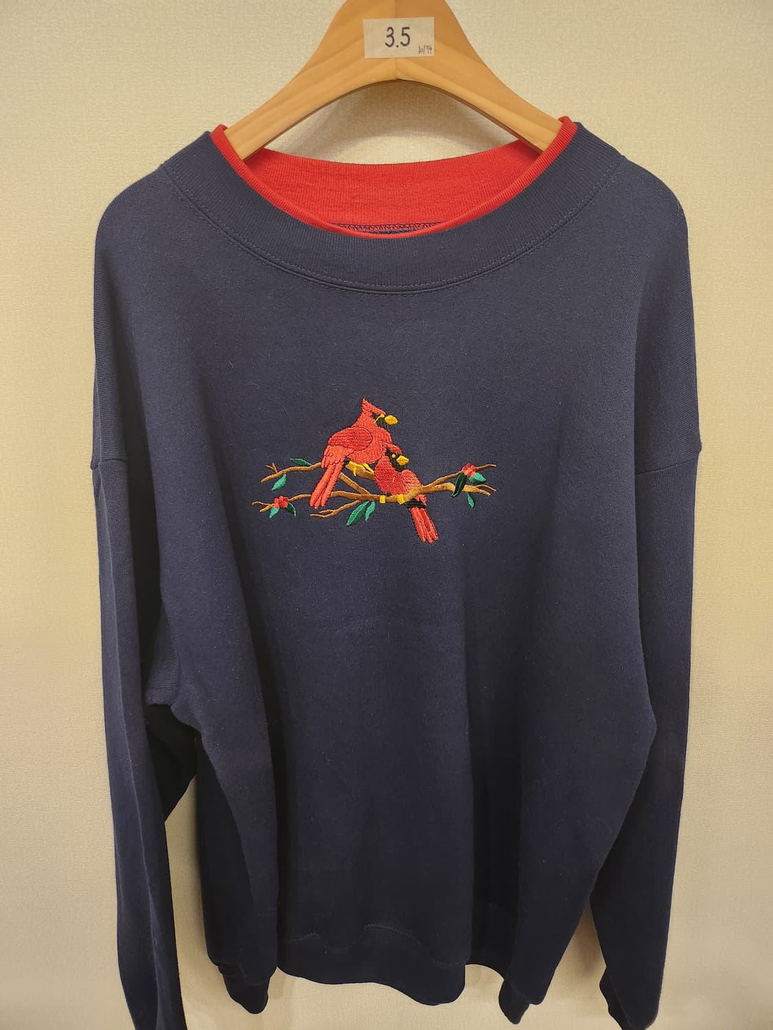 ((미국 빈티지))새🐦자수 네이비 맨투맨 상품이미지1