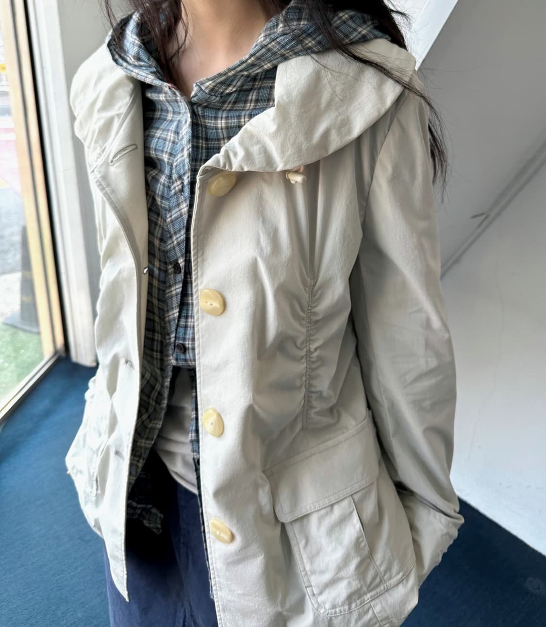 Shirred design stretched fabric jacket 상품이미지10