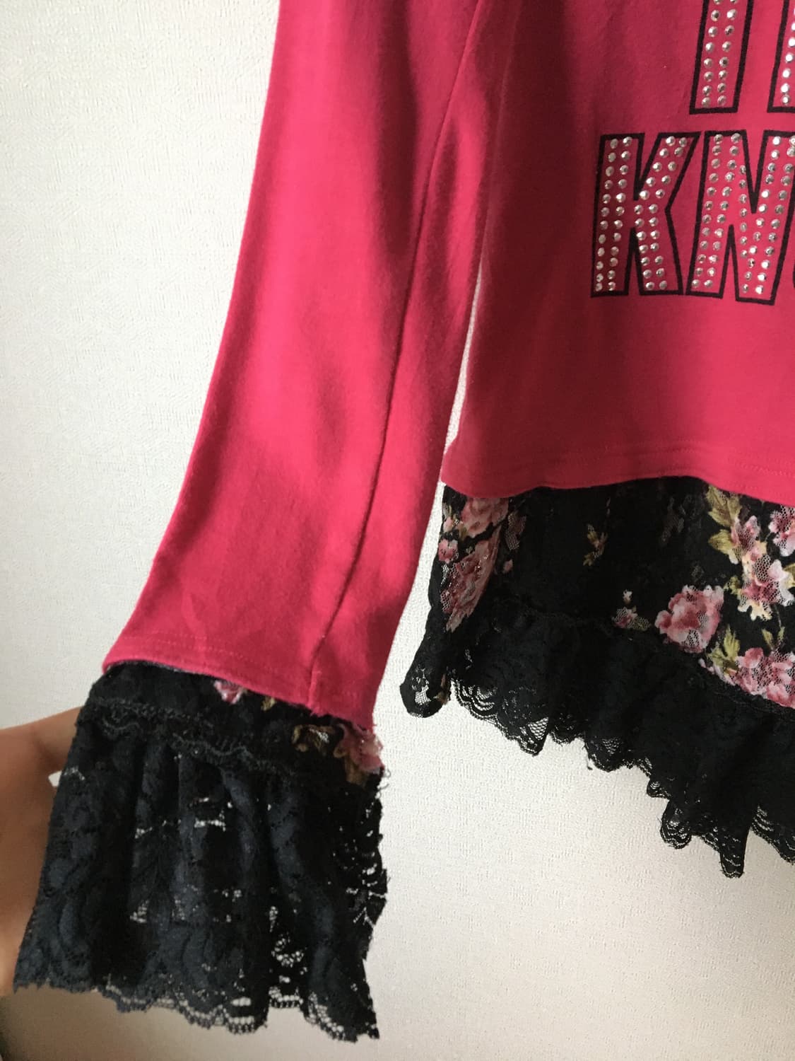 빈티지 핑크 갸루 레이스 탑 상품이미지2