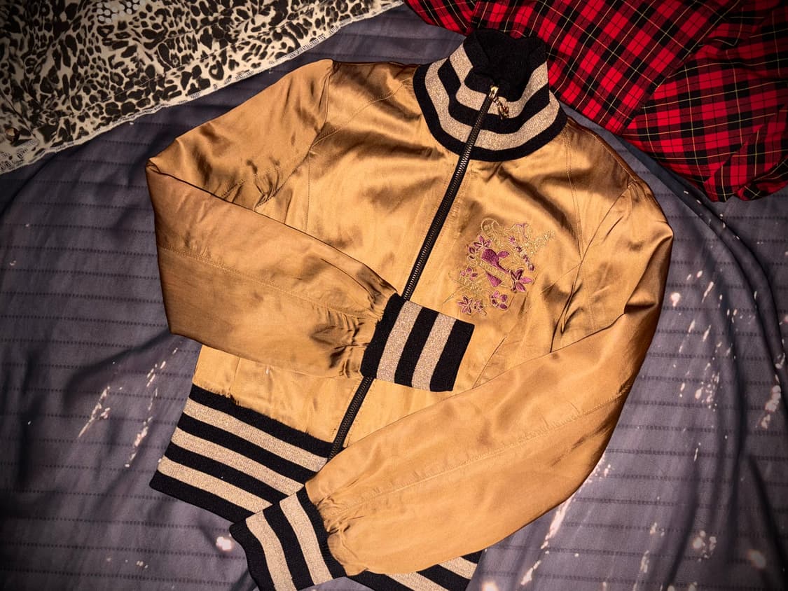 빈티지 럭셔리 자수 포인트 골드 스카쟌 자켓 상품이미지1