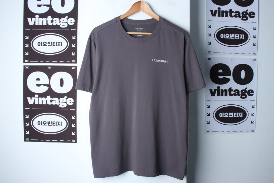 (XL-2XL) 캘빈클라인 반팔 티셔츠 스몰로고 차콜 놈코어-H32102 상품이미지2