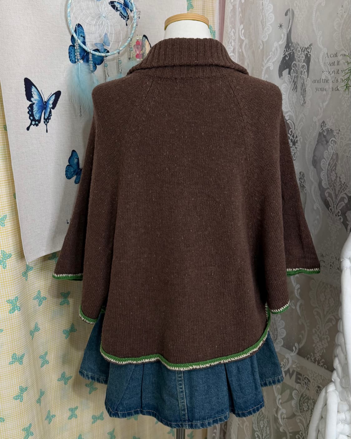 브라운 & 그린 초코나무숲 케이프 니트 가디건 상품이미지10