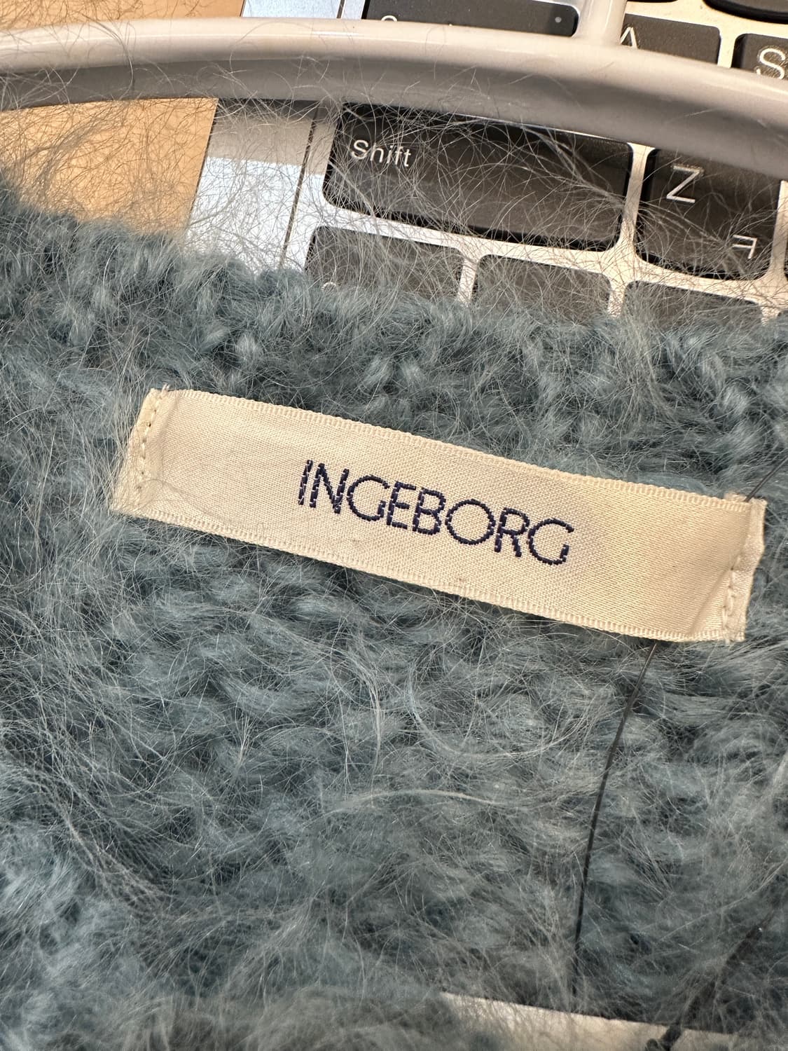 INGEBORG 일본 민트 모 헤어리 니트 가디건 상품이미지3