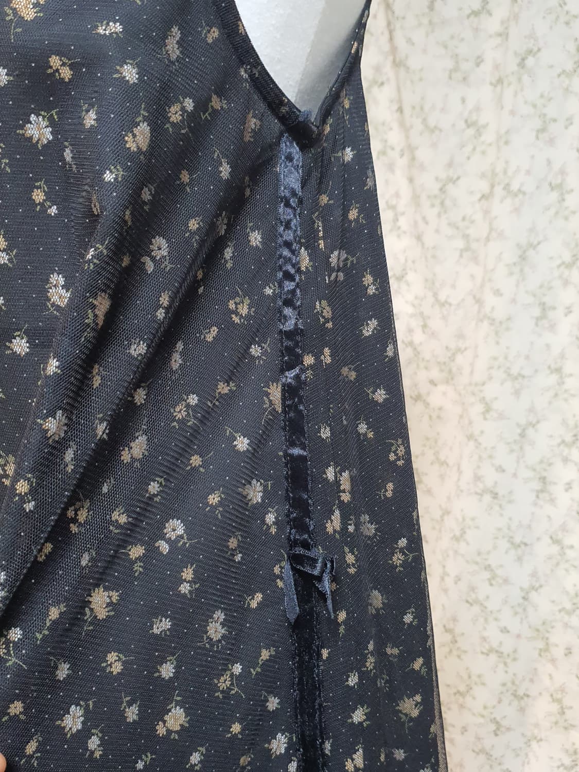 [빈티지] 검정 잔꽃 쉬폰 레이어드 원피스 상품이미지2