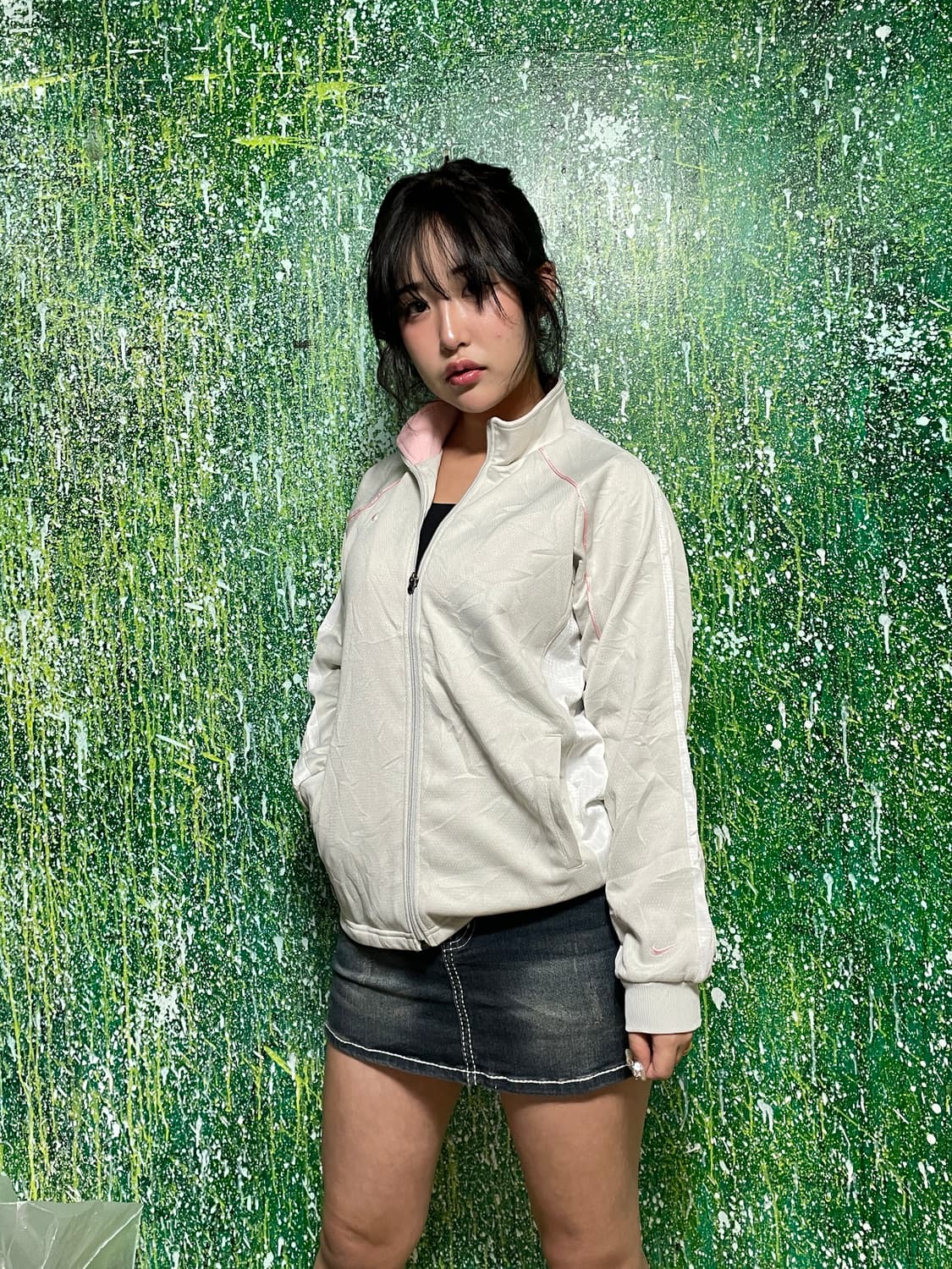 나이키 빅로고 라이트 그레이 핑크 져지 M 상품이미지1