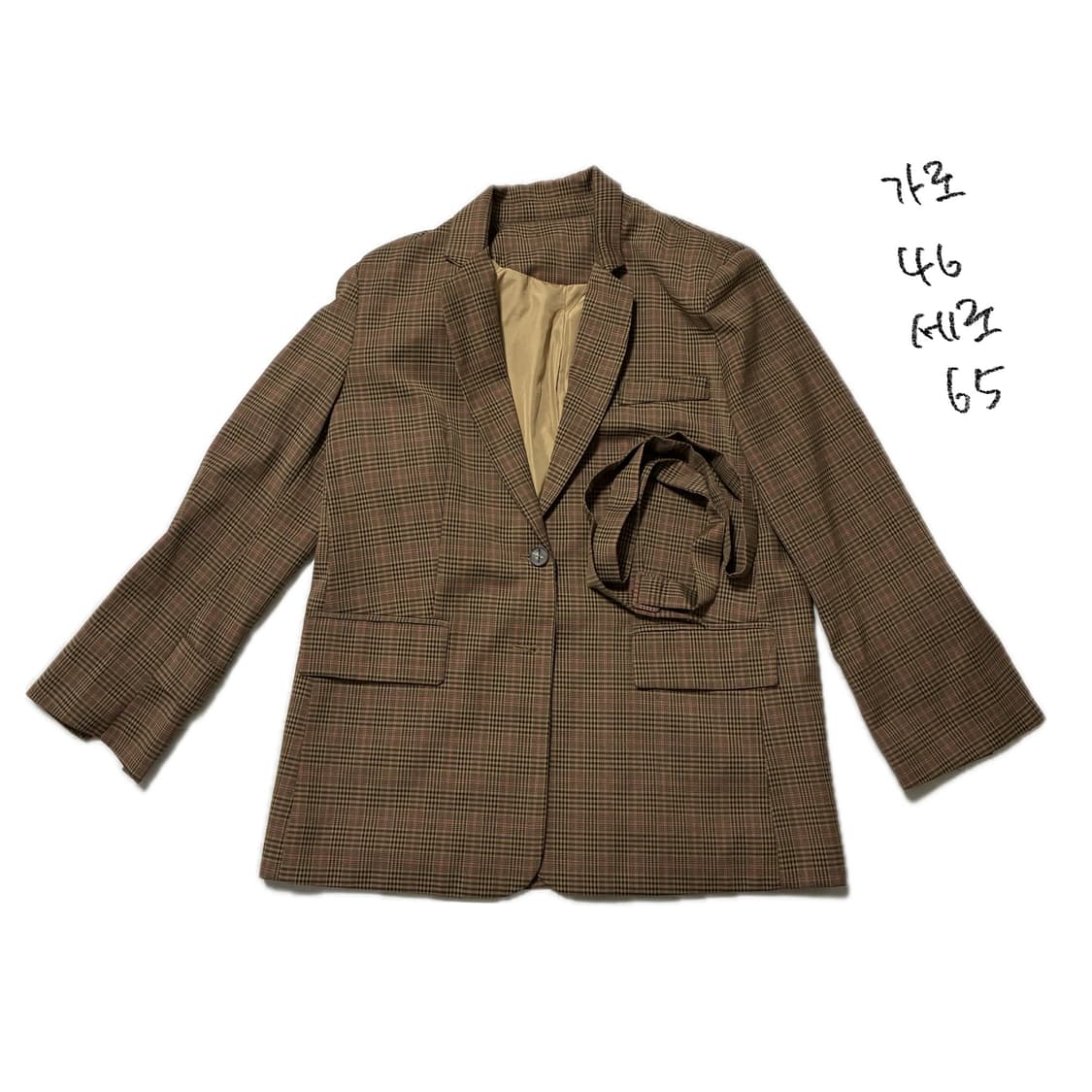 체크 블레이져 (허리끈 포함) 상품이미지1