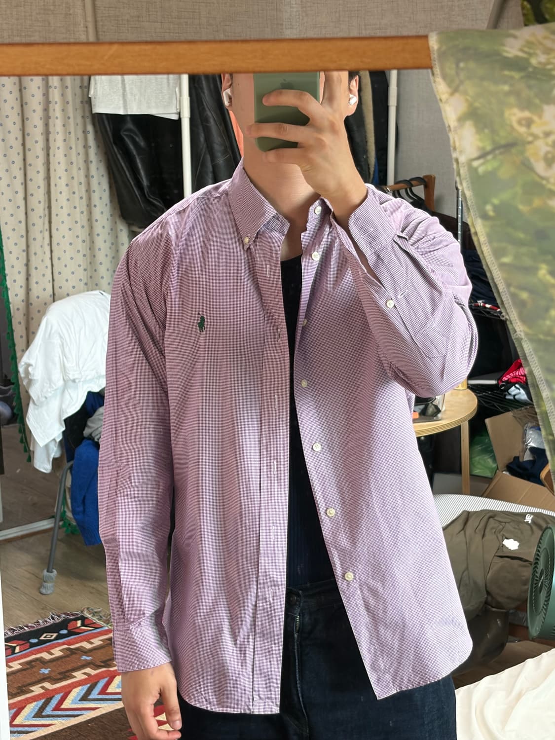 L) 두산 폴로 랄프로렌 깅엄 체크 코튼 셔츠 퍼플 상품이미지8