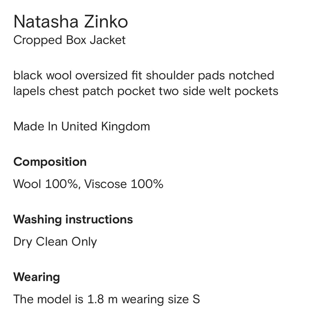 [M] NATASHA ZINKO 나타샤 징코 크롭 박스 자켓 상품이미지8