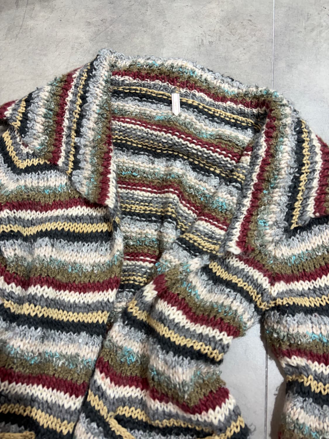 일본 빈티지 히피 무지개떡 테슬 니트 오픈 롱가디건  상품이미지3