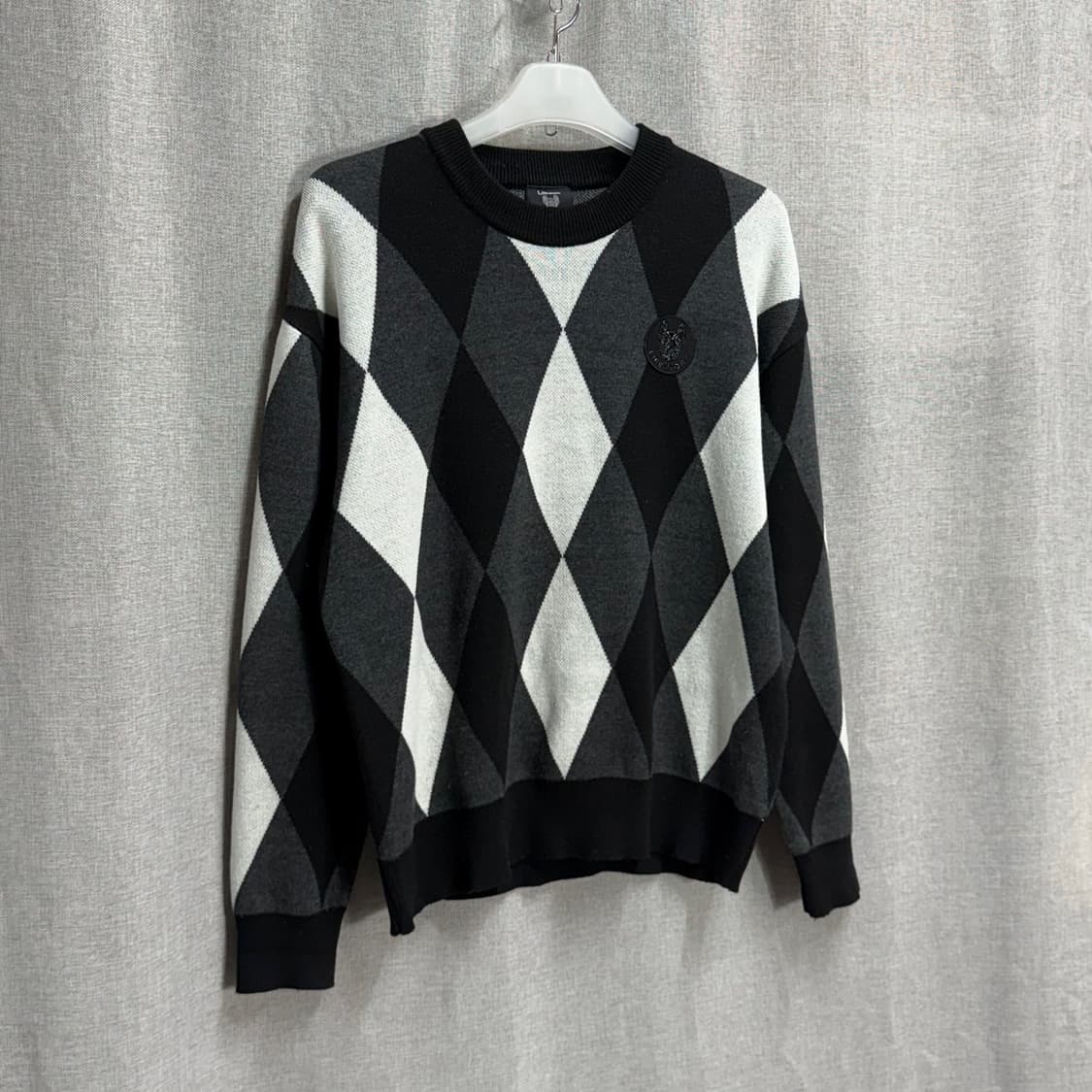 [M/오버핏] 라이프워크 아가일 체크 라운드 긴팔니트 상품이미지2