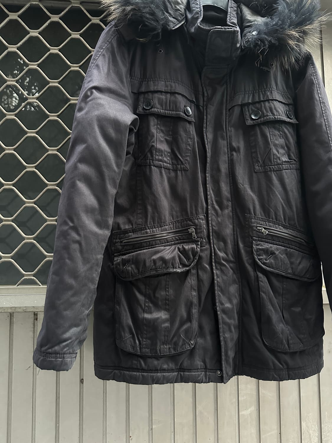 Vintage multi pocket fur hood jacket 상품이미지4