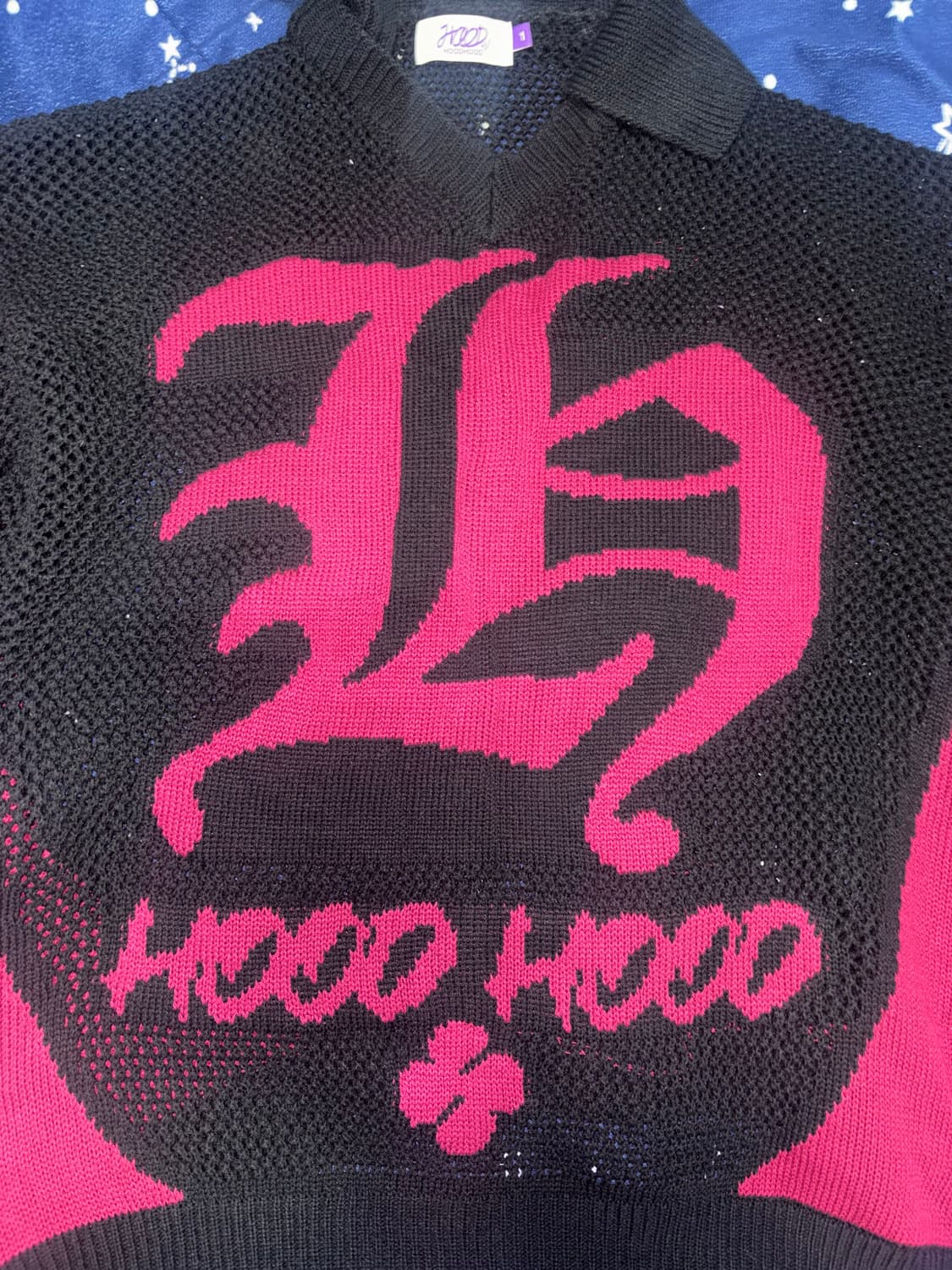 후드후드 H카라 스카시 니트 블랙 상품이미지5