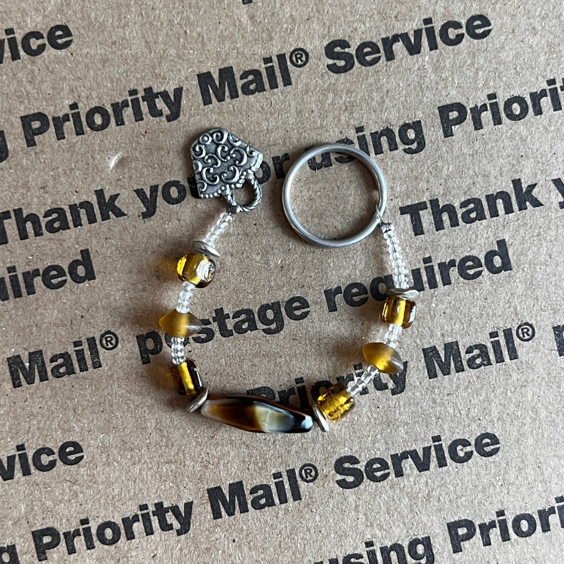 90s vtg Beaded Bracelet Keyring 상품이미지2
