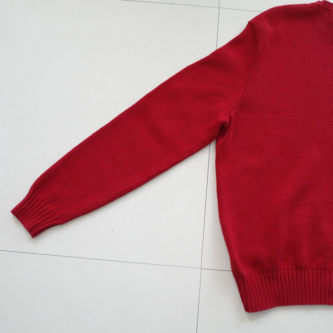 90s [XL] 폴로 랄프로렌 레드 피마코튼 크루넥 니트 상품이미지9