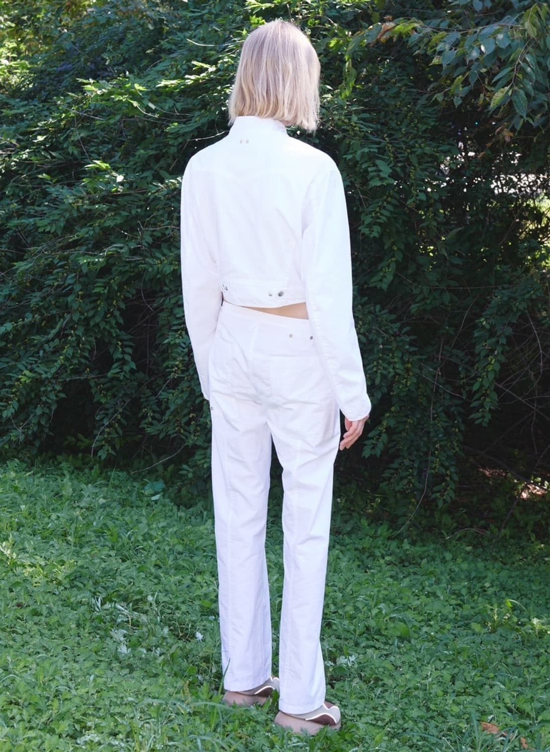 OPEN YY 크롭 바이커 화이트 자켓 M사이즈 상품이미지2