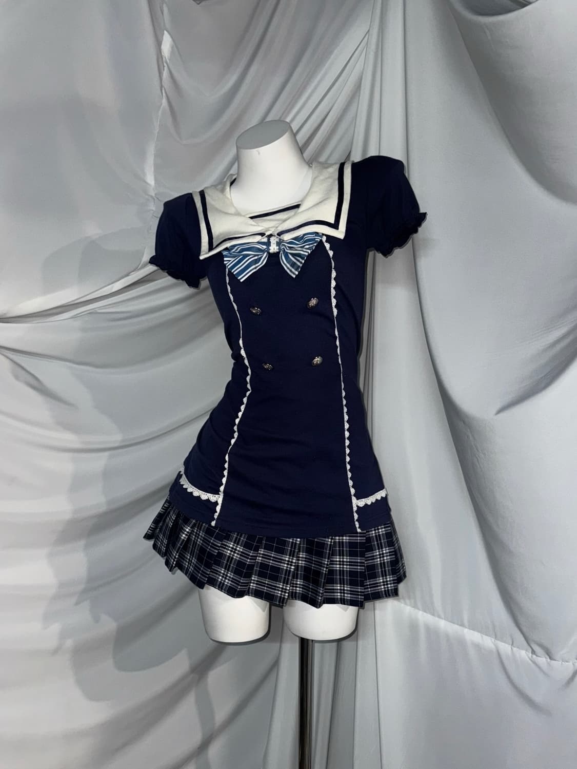 엑시즈팜 네이비 자수 리본 코디세트  상품이미지3