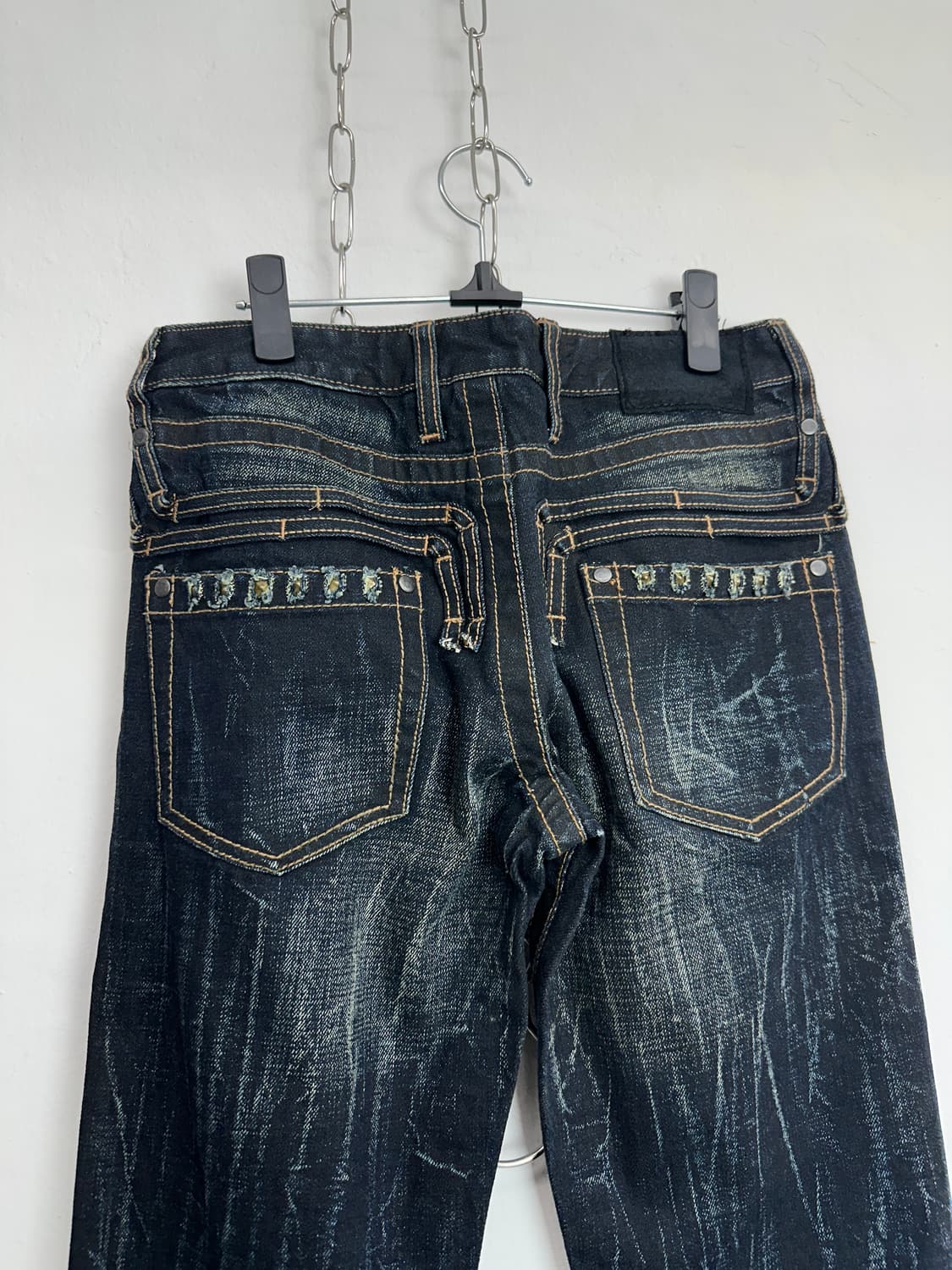 Distressed Stud Detail Dark Indigo Denim 상품이미지5
