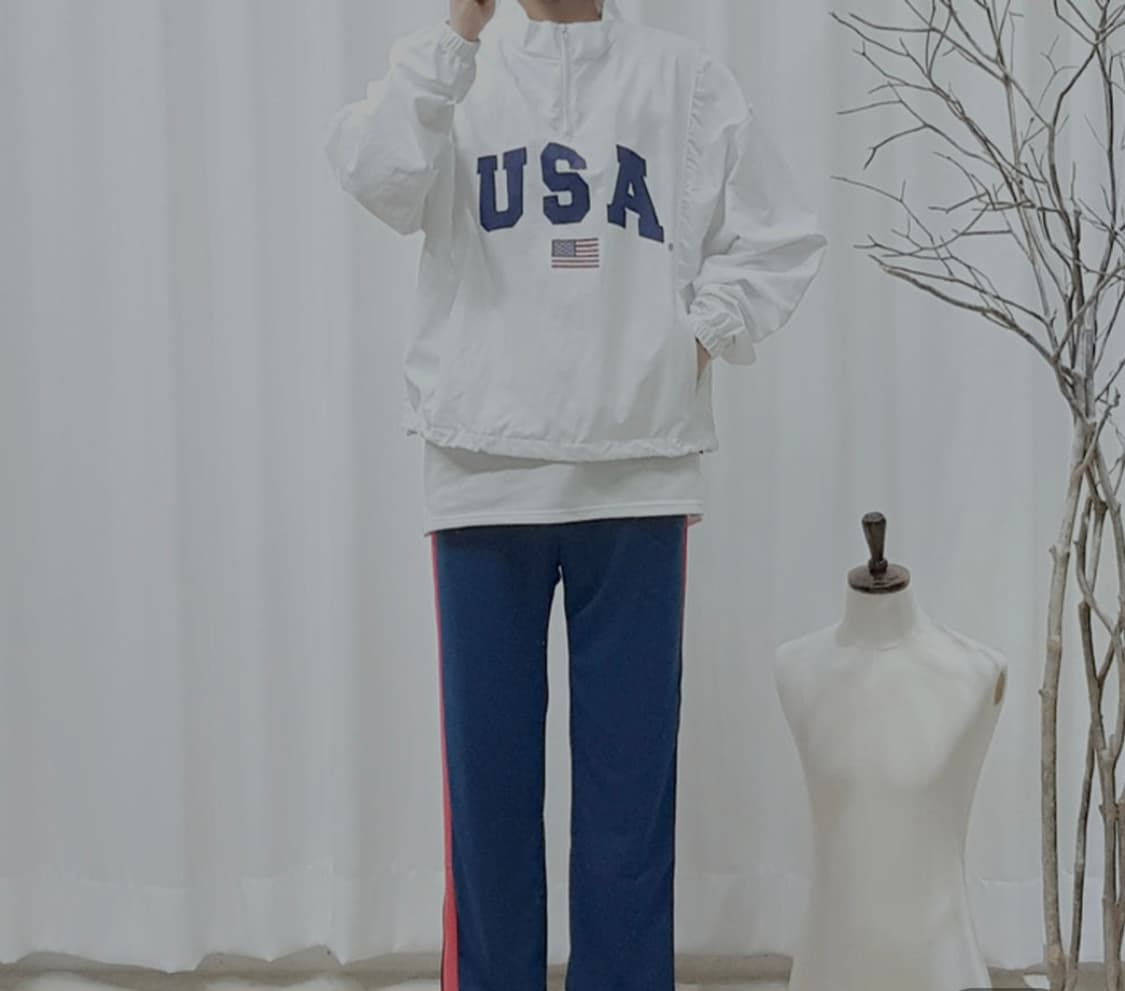 Unveiling USA 반집업 아노락 바람막이 화이트 상품이미지2