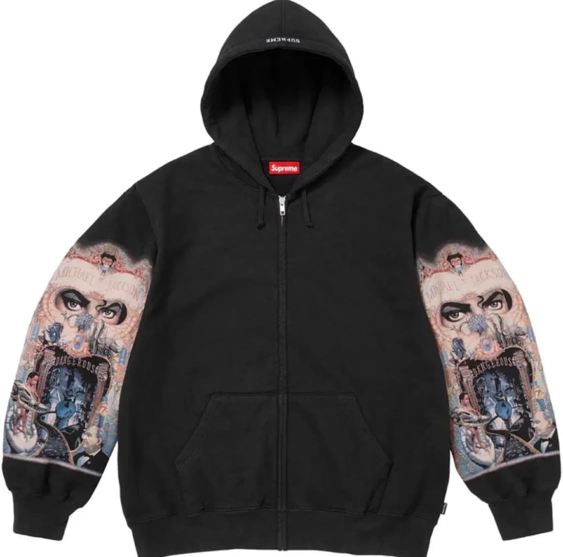 슈프림 x 마이클 잭슨 후드집업 블랙 m사이즈 판매 상품이미지3