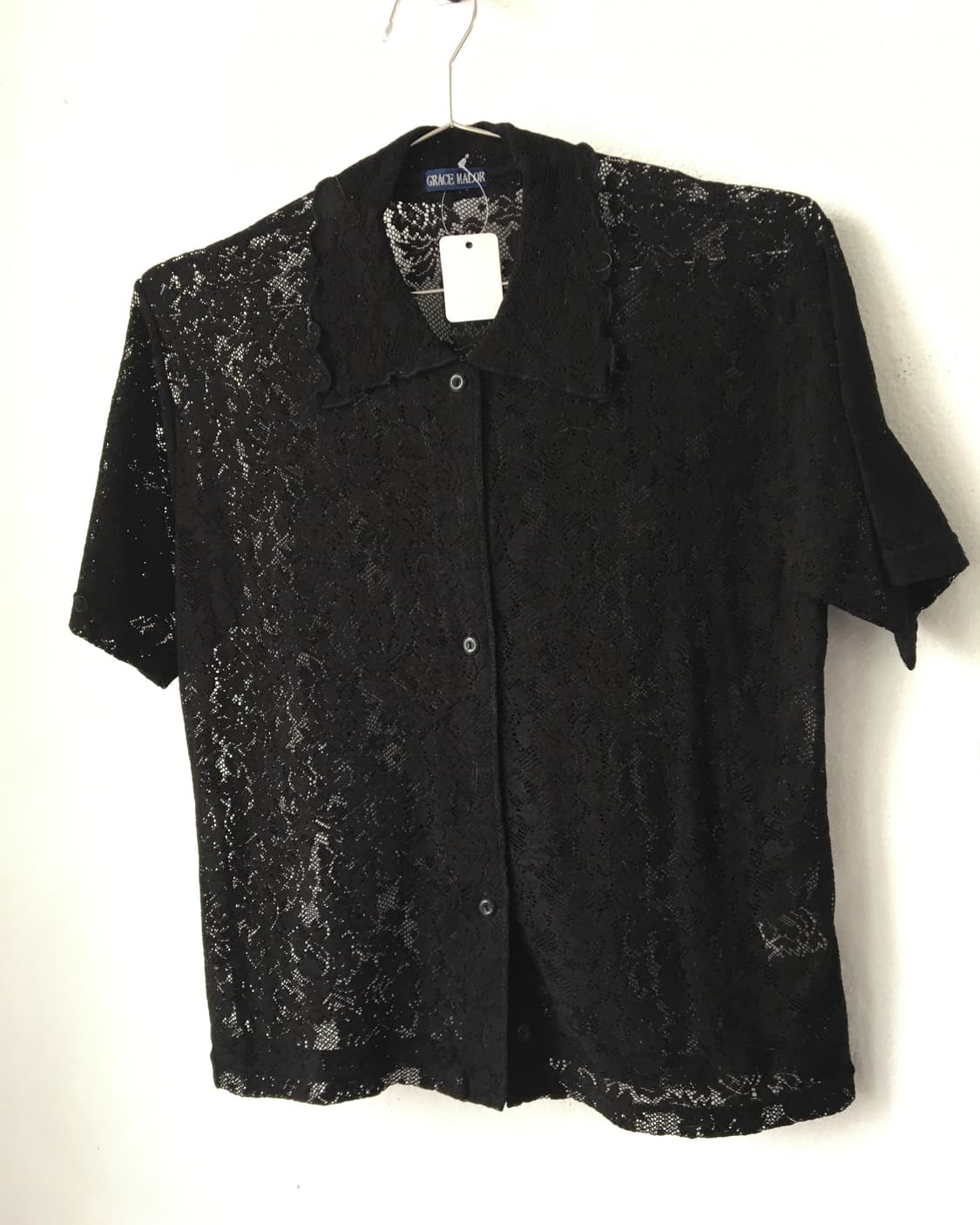 Lace pattern see through shirt 상품이미지1