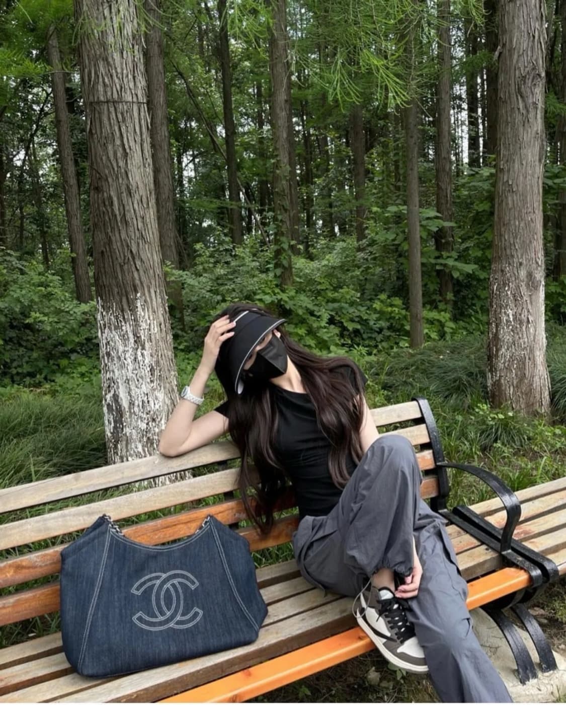 샤넬 CC로고 데님 체인 숄더백 진청 상품이미지2