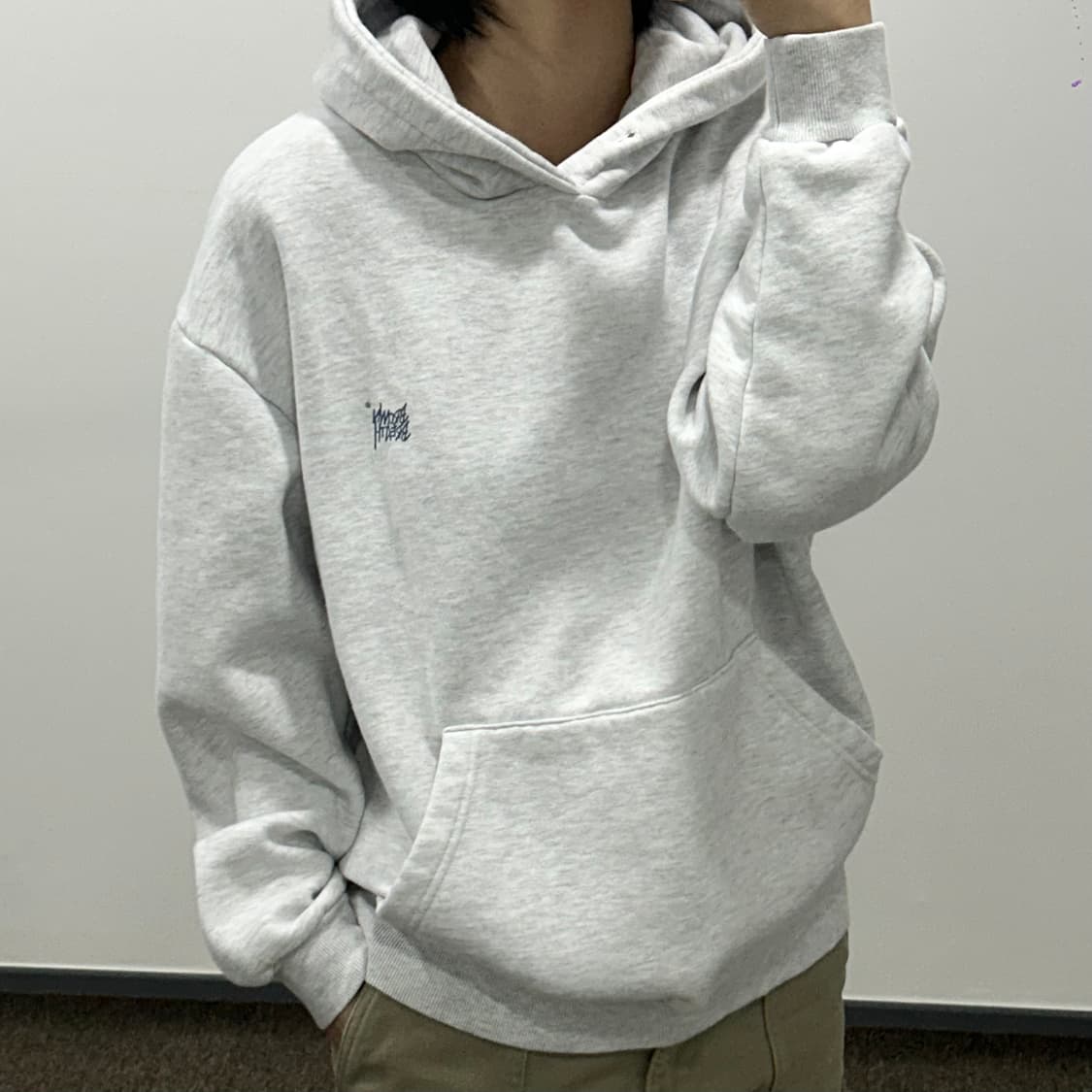 Brown Breath 브라운브레스 네이비 로고 멜란지 후드 상품이미지2