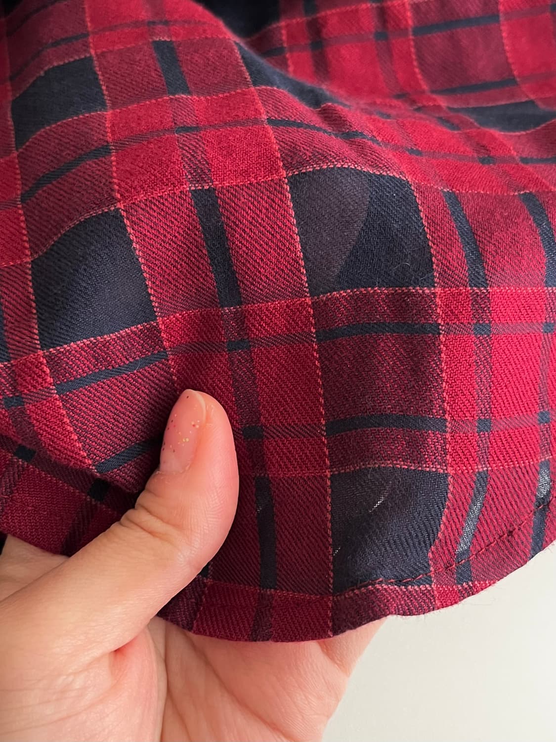 M) 타미힐피거 여성 레귤러핏 체크 셔츠 와인 상품이미지6