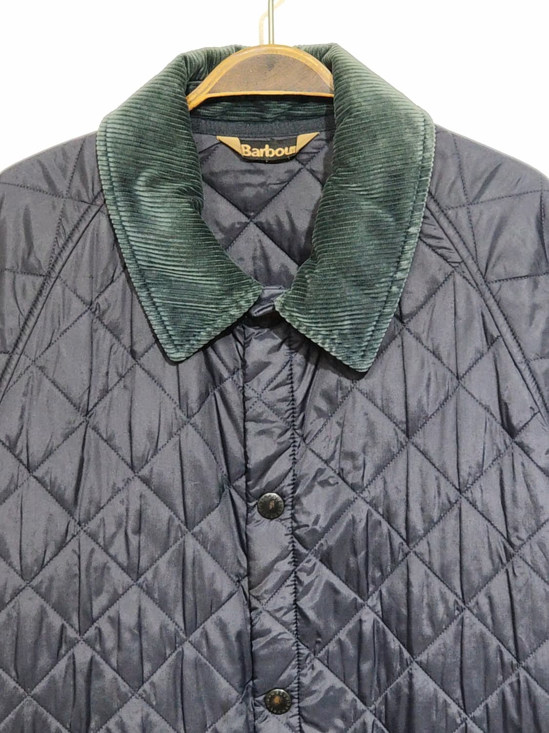 (L) 바버 퀼팅자켓 네이비 누빔점퍼 코듀로이 카라넥  상품이미지2