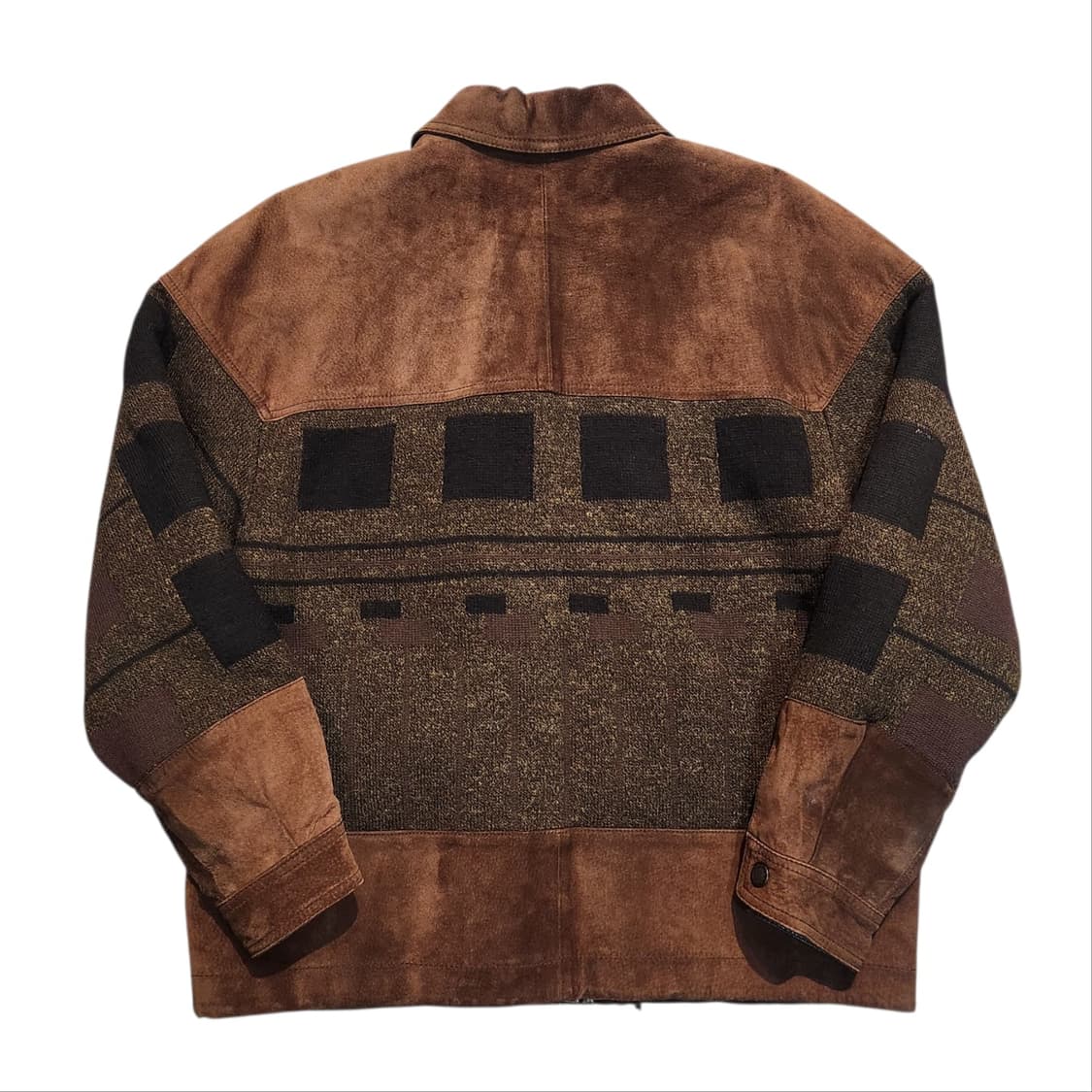 스웨이드 배색 브라운 패턴 자켓 (L) 상품이미지2