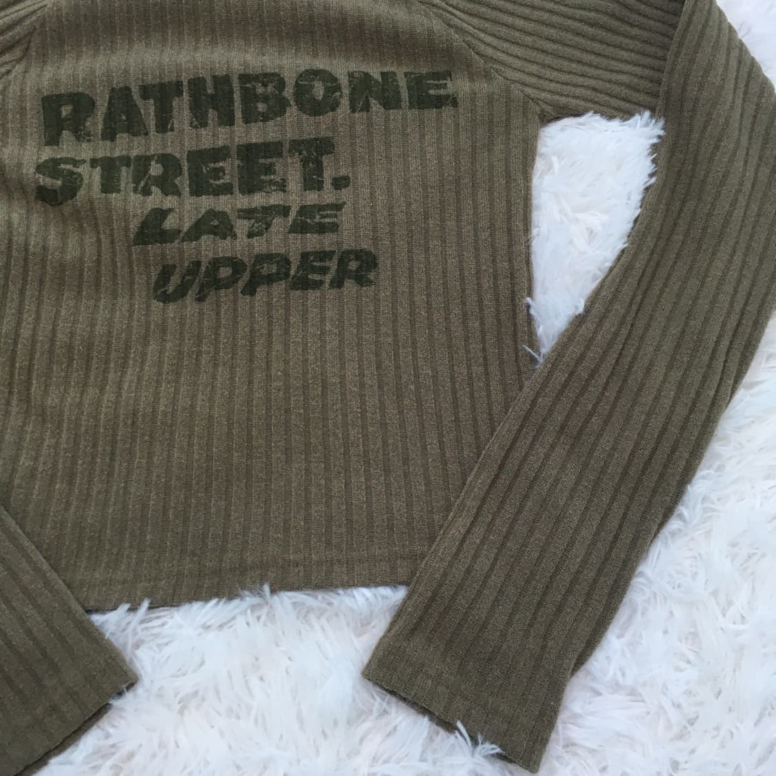 빈티지 카키 스트라이프 목폴라 니트 티셔츠 771 y2k 스트릿 갸루  상품이미지4