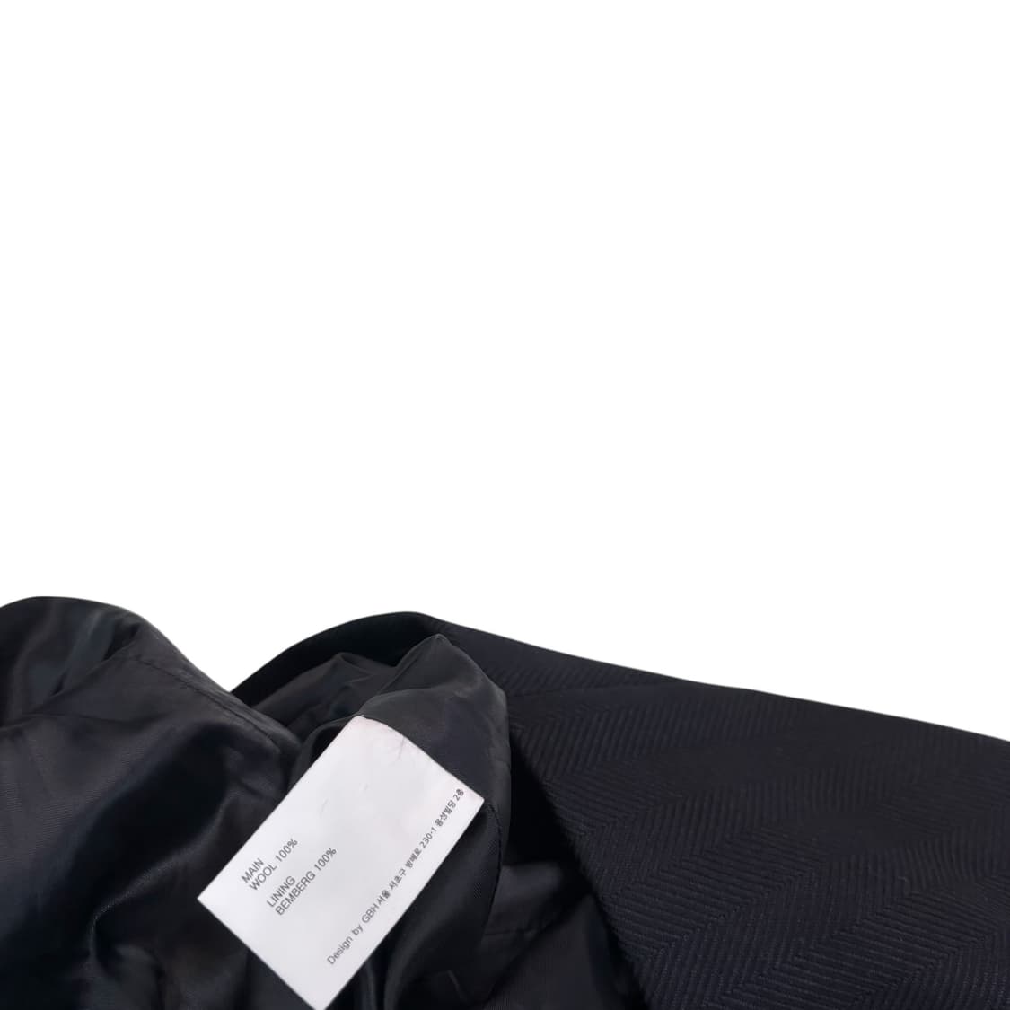 지비에이치어패럴 네이비 헤링본 벨티드 코트 상품이미지5