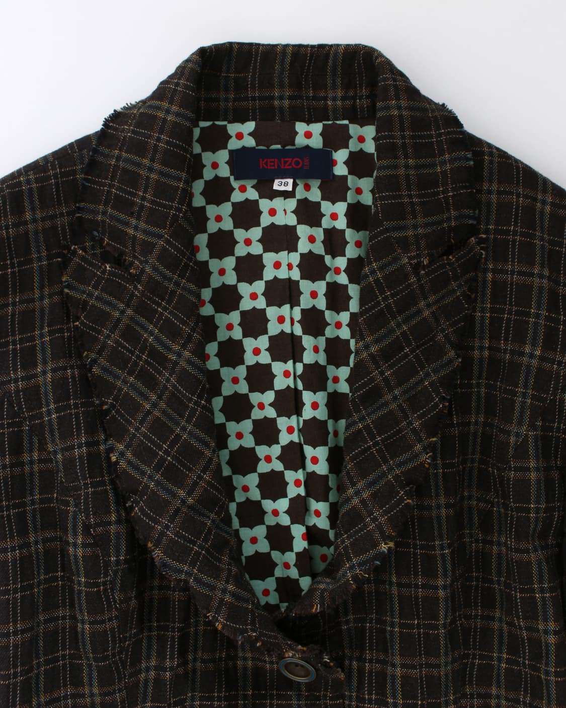 겐조 Kenzo 빈티지 체크 플리츠 프릴 레이어드 울 코튼 자켓 상품이미지4