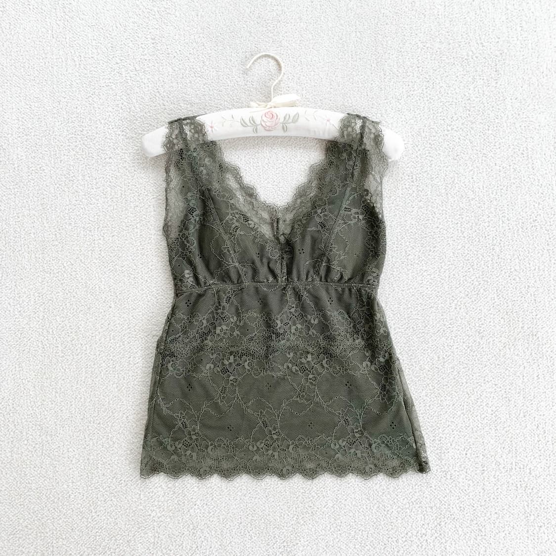 카키 레이스 ♥ 슬림핏 나시 상품이미지1