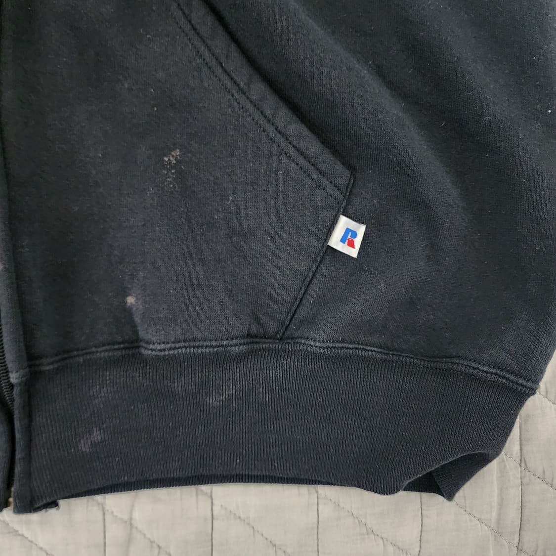 [XL] 90s 러셀 애슬레틱 빈티지 후드집업 블랙 ver. 블리칭 상품이미지3