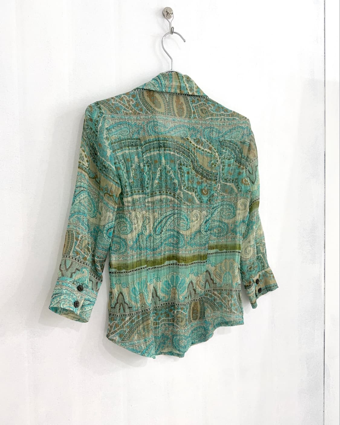 Mint Paisley Pleated Shirt 상품이미지10