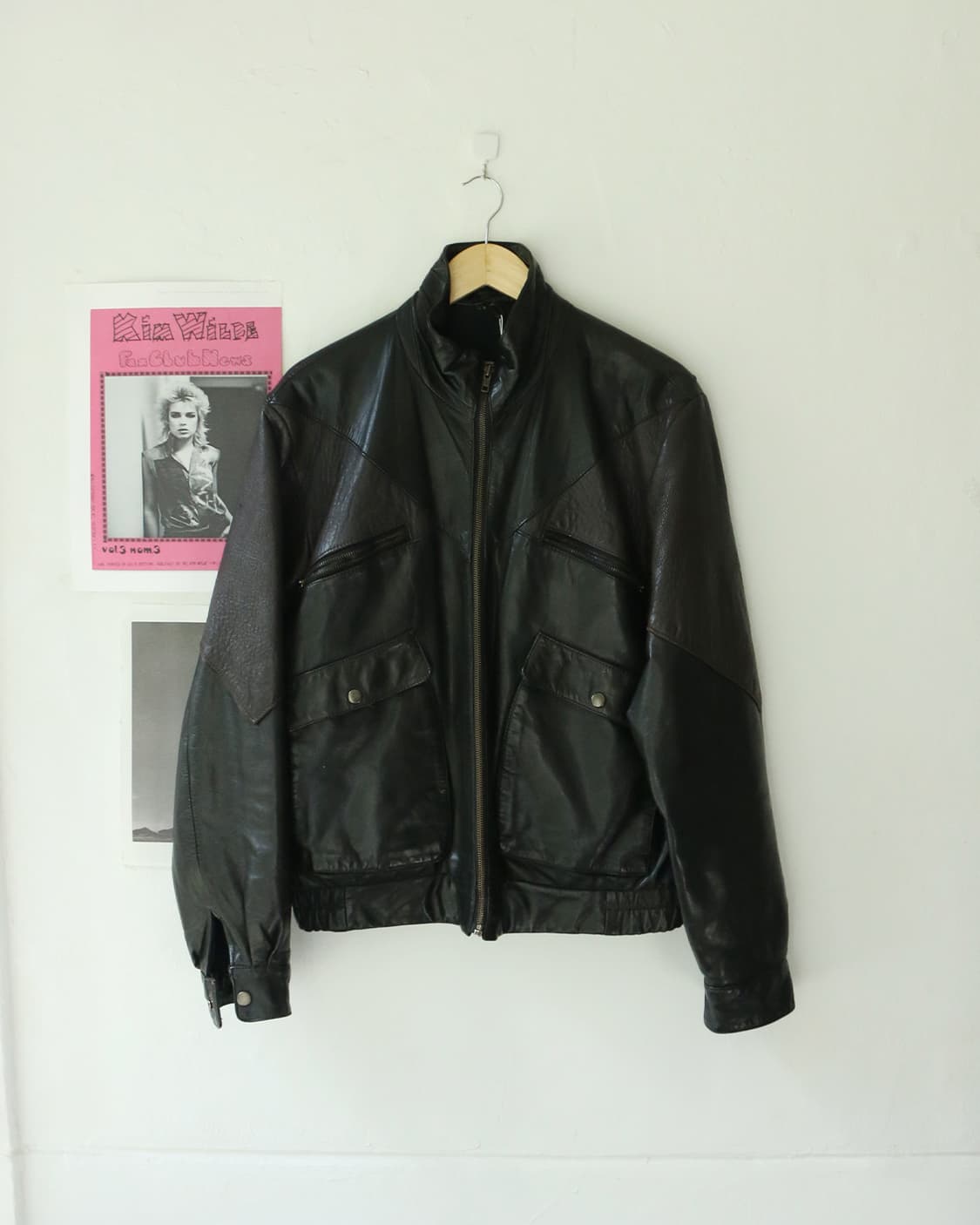 빈티지 블랙 레더 봄버 자켓 상품이미지1